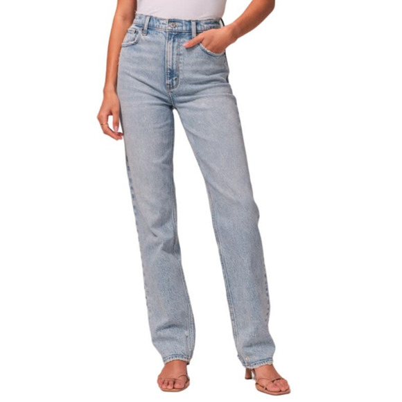 Abercrombie & Fitch Ultra High Rise 90 Straight Jean Curve Love Light Blue 29/8S - Picture 1 of 6